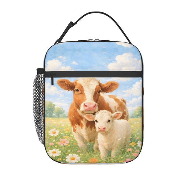 Farm Animal Cow Lunch Bag Reusable Thermal Lunch Tote with Handle for Women and Men
