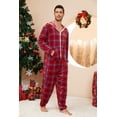 thumbnail image 2 of U2SKIIN Pajamas for Men Onesie, Zipper Matching Jumpsuit for Couples Ultra Soft Plaid Hooded Pjs Set,(Red Blue Plaid,L), 2 of 5