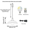 thumbnail image 3 of FSLiving Rechargeable Battery Operated Dimmable Pendant Light with Sleeve&Round Hook RGB Mode Adjustable Wire Length Hanging Light Matt Brass Finsh Base White Metal Shade for Bedroom Kitchen - 1 Pack, 3 of 5