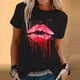 thumbnail image 1 of Fiudx Ofertas y Liquidaciones Blusa de Manga Corta con Cuello Redondo y Estampado a La Moda para Mujer, 1 of 5