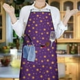 thumbnail image 6 of Purple Sun Star Swirl Pattern Apron-Garden Aprons for Women with Pockets-Cotton Linen Waterproof Kitchen Cooking Gardening Aprons Adjustable for Kitchen,Cooking,BBQ and Salon 33x27 Inch, 6 of 7