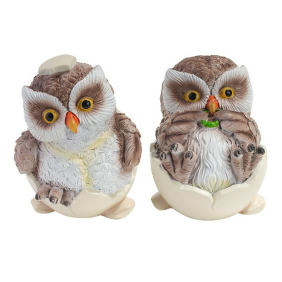 Cute Resin Owlets Statue Set of 2 Adorable Owl Figurines for Home Office Garden Decor and Owl Lovers
