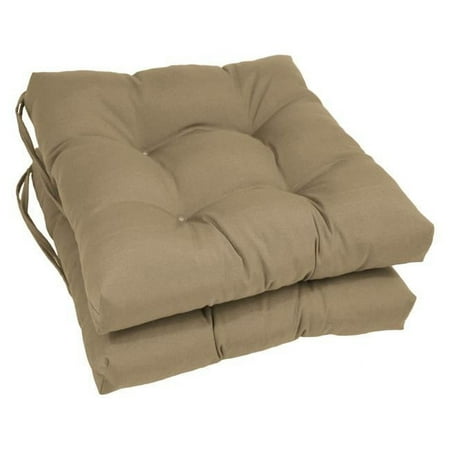 

16 in. Solid Twill Square Tufted Chair Cushions Toffee - Set of 2