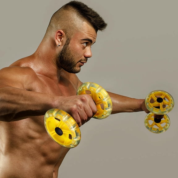 OULII Dual Wheel Set in Yellow, 1 Pair for Core Strength, Stability, and Effective Abdominal Fitness Training