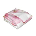 thumbnail image 3 of YFYANG Lightweight Warm Flannel Blanket, Pink Watercolor Floral Patterns Throw Blanket for Bed, Sofa, Travel, Camping, 60"x50", 3 of 7