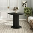 thumbnail image 2 of Furniture of America Elara Faux Marble Iron Pedestal Round Dining Table in Black, 2 of 5