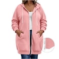 thumbnail image 3 of Frostluinai Plus Size Zip up Hooded Jacket Womens Fall Long Hoodies Long Sleeve Tunic Sweatshirt Coats with Pocket Solid Comfy L-5XL, 3 of 7