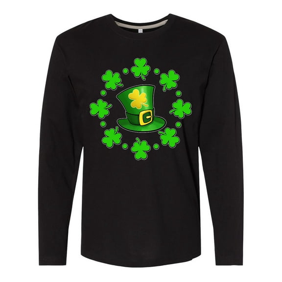 Inktastic St. Patricks Day Shamrocks and Hat Long Sleeve T-Shirt