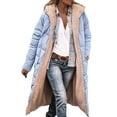 thumbnail image 3 of Fleece Jacket Women Long Puffer Coat Women Oversized Reversible Jackets Shearling Hooded Winter Fashion Coat Clothes Light Blue S, 3 of 6