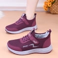 thumbnail image 2 of IEMIEMIEM Women's Winter Fur Lined Arch Support Sneakers Fashion mesh Upper Comfortable Warm Non-Slip Lightweight Hook & Loop Platform Walking Sport Shoes 6 wide, 2 of 6