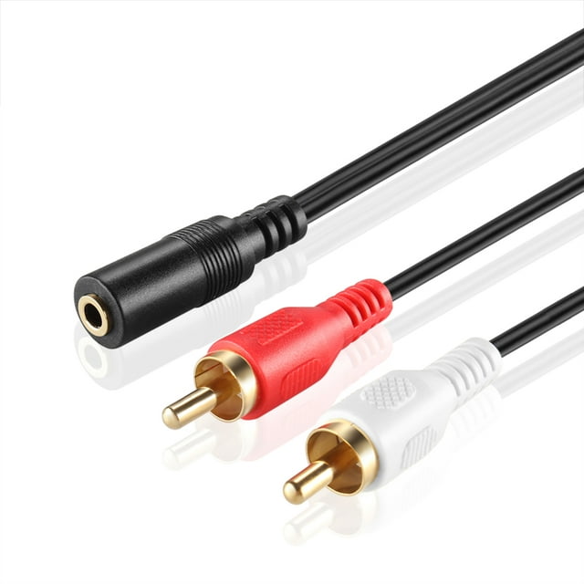 3.5mm to RCA Stereo Audio Cable Adapter (3FT) - 3.5mm Female to Stereo RCA Male Bi-Directional AUX Auxiliary Male Headphone Jack Plug Y Splitter to Left / Right 2RCA Male Connector Plug Wire Cord