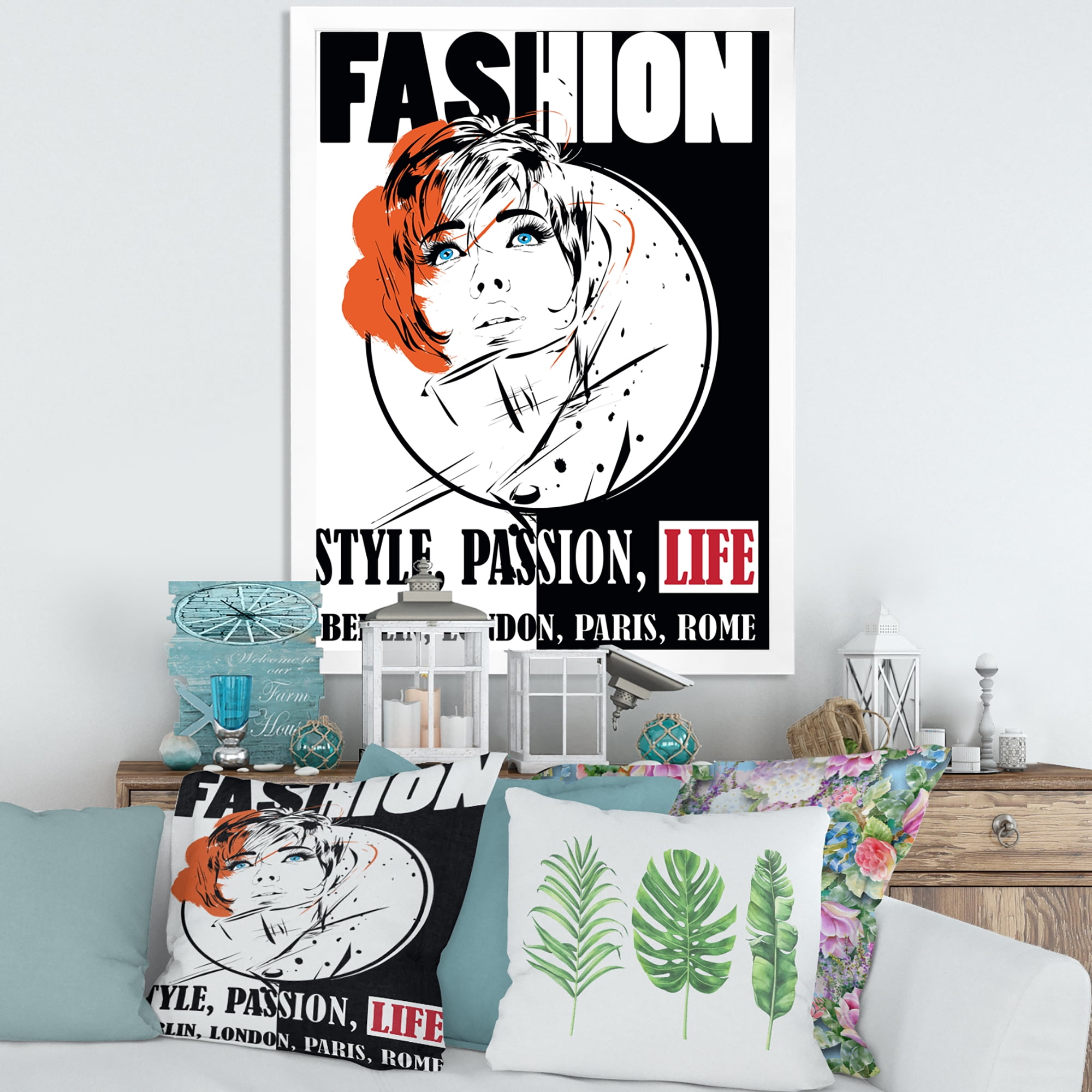 Designart 'Style Passion Life Fashion Woman IV' Vintage Framed Art Print