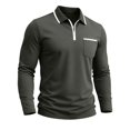 thumbnail image 4 of Men's Polo Shirts Zip Long Sleeve Classic T-Shirts Casual Golf Shirts Stylish Collared Tee, L, 4 of 7