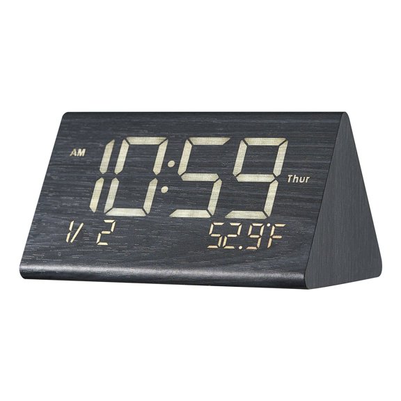 Digital Alarm Clock with Dual Alarms, Adjustable Volume, USB Night Light, Temperature & Date Display, 5-Level Brightness Desktop Clock for Bedroom, Office, or Home