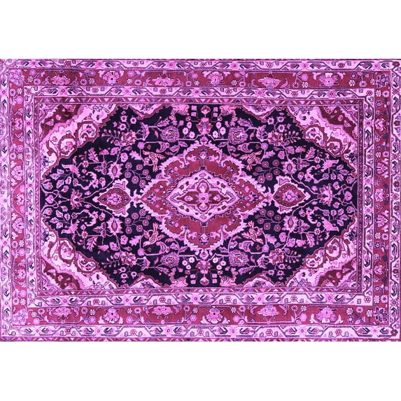 Ahgly Company Indoor Rectangle Medallion Purple Traditional Area Rugs, 4' x 6'