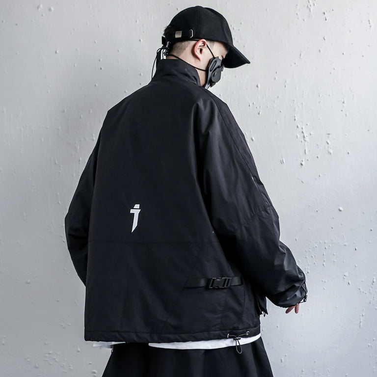 Niepce Inc Japanese Streetwear Black Kanji Coat Winter Men Niepce Inc Japanese Streetwear Black Kanji Coat Winter Men