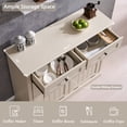 thumbnail image 6 of Aitjunz Double Tilt Out Trash Can Cabinet with Drawer, Wooden Farmhouse Kitchen Cabinet with 20-Gallon Hidden Trash Can Storage, Cream, 6 of 7