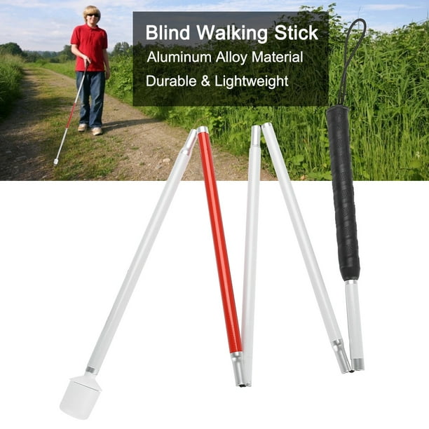 Fyydes Folding Cane, Reflective Stick,Aluminum Alloy Foldable Reflective Blind  Walking Stick Guide Blind Cane Crutch 