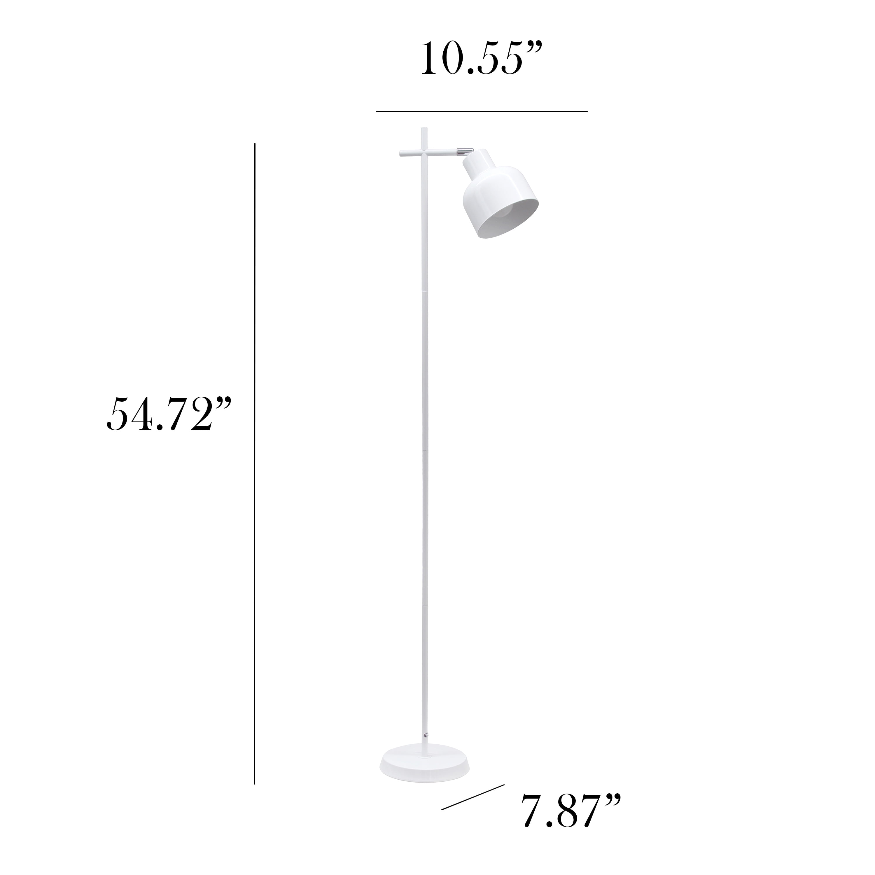 Simple Designs 54.72" Sleek Essentials Basic Adjustable Metal Floor Lamp, For Living Room, Bedroom, Office, White