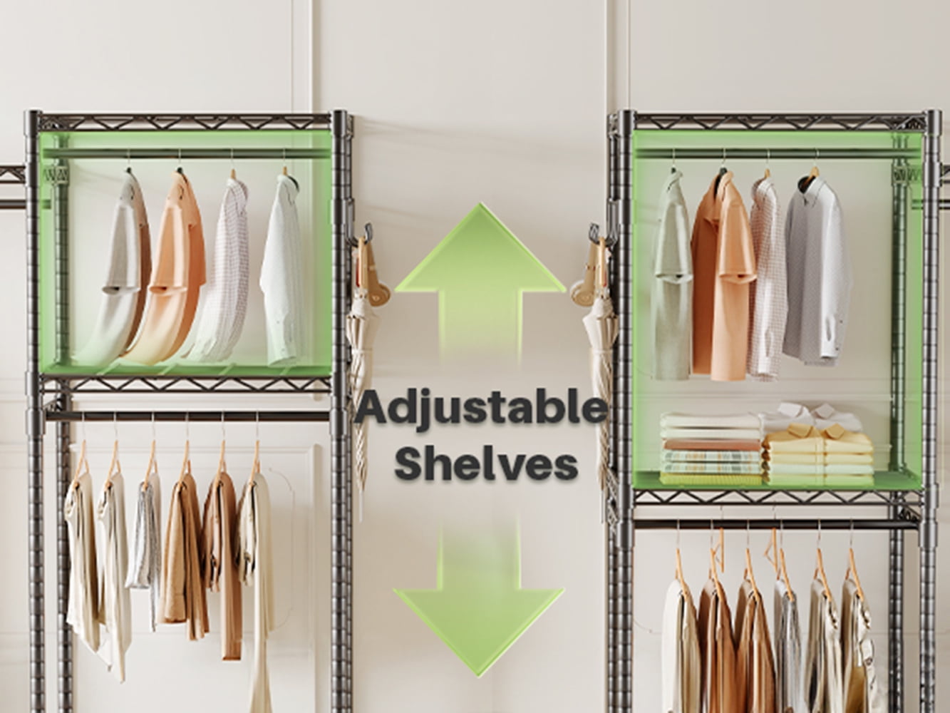 HOKEEPER Portable Closet Organizer, 1600LBS, 5 Hang Rods, 7