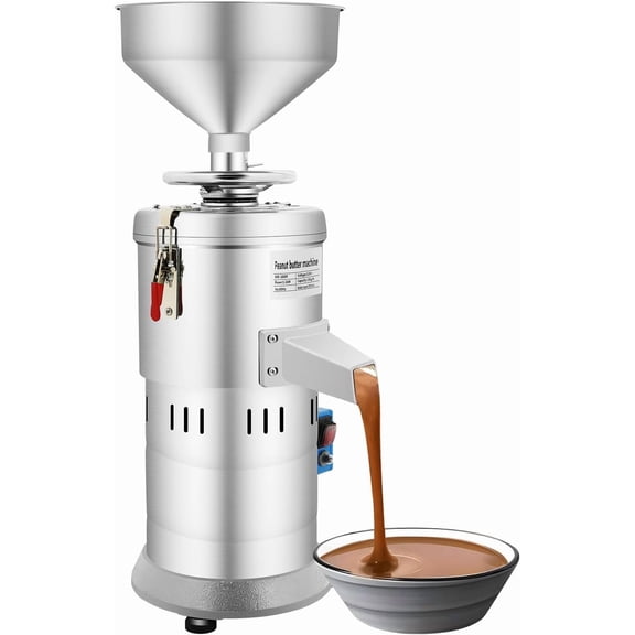 Miumaeov 1100W Peanut Butter Maker Machine, 110V Electric Grain Grinder Commercial Sesame Sauce Grinder for Groundnut, Almond and Sesame
