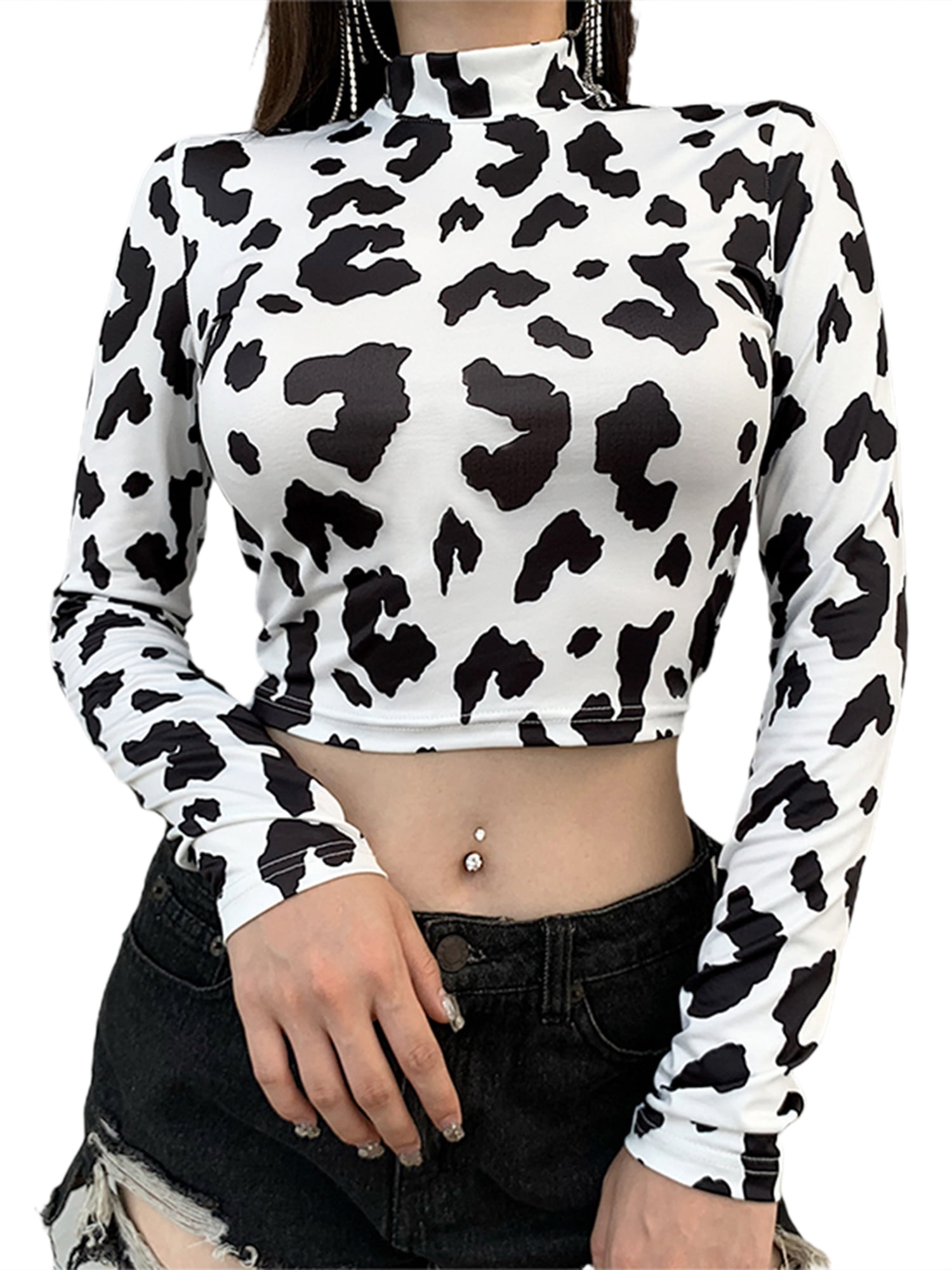 cow crop top long sleeve