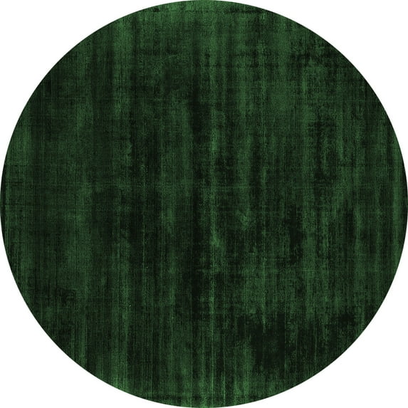 Ahgly Company Indoor Round Abstract Emerald Green Contemporary Area Rugs, 7' Round