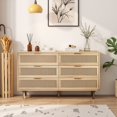 thumbnail image 1 of Storage Cabinet with Drawers, Natural Rattan-Style MDF Cabinet for Living Room Bedroom Entryway, 1 of 8
