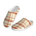 thumbnail image 2 of Rateoe Minimalist plaid Print Women's Men's Cotton Knit Slippers Lightweight Memory Foam Indoor House Shoes with Anti-Skid Sole-46/47, 2 of 7
