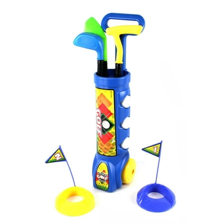Bisontec Deluxe Kid's Happy Golfer Toy Golf Set With 3 Golf Balls, 3 Types of Clubs, & 2 Practice