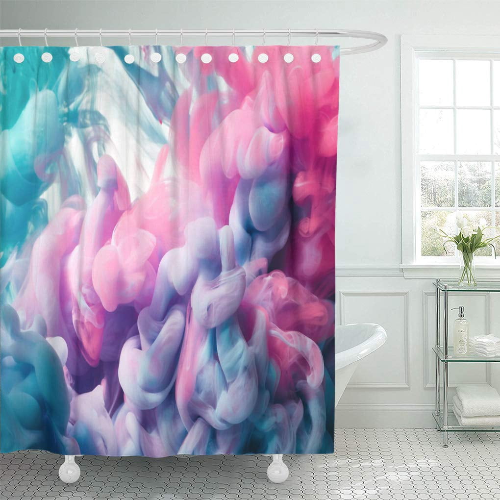 Cynlon Pink Paint Ink Drop In Water Abstract Watercolor Splash Bathroom Decor Bath Shower Curtain 66x72 Inch Walmart Com Walmart Com