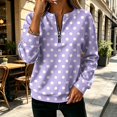 thumbnail image 2 of Women's Polka Dot Quarter Zip Sweatshirt Long Sleeve Casual Pullover Top for Fall Soft Relaxed Fit Sweatshirt, 2 of 6