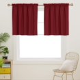 thumbnail image 2 of Cenefas Deconovo con diseño de bolsillo para barra en relieve rojo, cortinas opacas que bloquean la luz para dormitorio, 132 x 91 cm, color burdeos, 2 paneles, 2 of 8