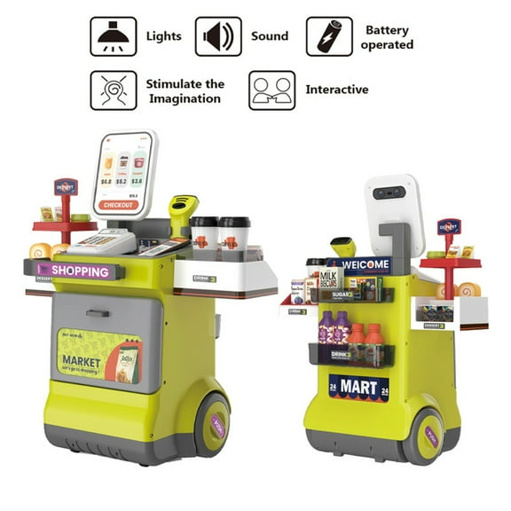 Supermarket Play Set Plastic Toy Cash Register, Calculator Shop 48 Pcs Kids Boys Girls  3 Valessati