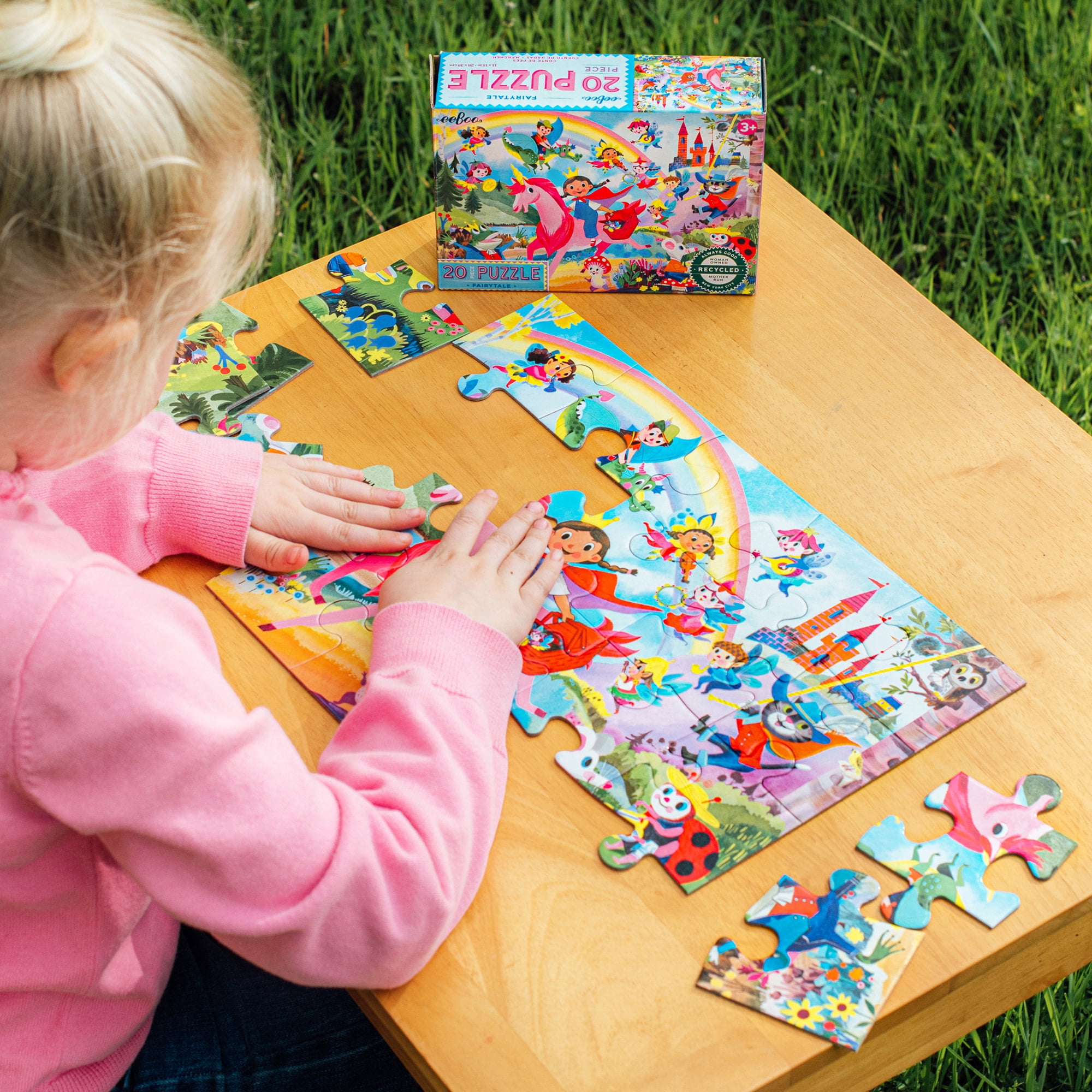 eeBoo: Fairies & Tales - 20 Piece Puzzle, 11 x 15" Jigsaw, Oversized Colorful High-Quality Pieces, Fantasy Preschool Puzzle, Children, Kids Ages 3+