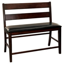Maklaine Wood Counter Height Dining Bench with Back in Cherry