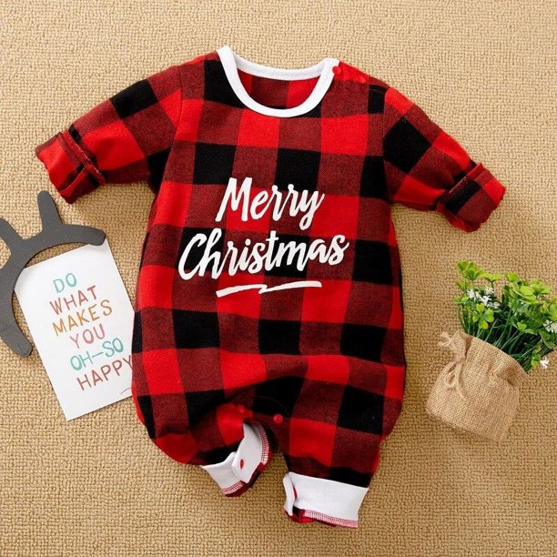 Peleles para niños y niñas, disfraz de Año Nuevo para bebés, monos rojos de Papá Noel y sombreros, 2 uds., trajes de algodón para recién nacidos de 0 a 24 meses