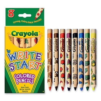 crayola write start colored pencils Crayola write start colored pencils have a hexagonal shape that is perfect for small hands the extra thick tip is highly durable and covers large areas with ease 8 bright colors with fun decorations on every pencil barrel - buy crayola - 8 ct write start colored pencils. crayola write start colored pencils Crayola write start colored pencils have a hexagonal shape that is perfect for small hands the extra thick tip is highly durable and covers large areas with ease 8 bright colors with fun decorations on every pencil barrel - buy crayola - 8 ct write start colored pencils.
