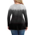 thumbnail image 4 of Women's Plus Size V Neck Long Sleeve Tops Casual Fashion Gradient Printed Blouse Spring Autumn Lightweight Pullover Top Ladies' Plus Size Sexy Slim Fit Long-Sleeve T-shirt, 4 of 5