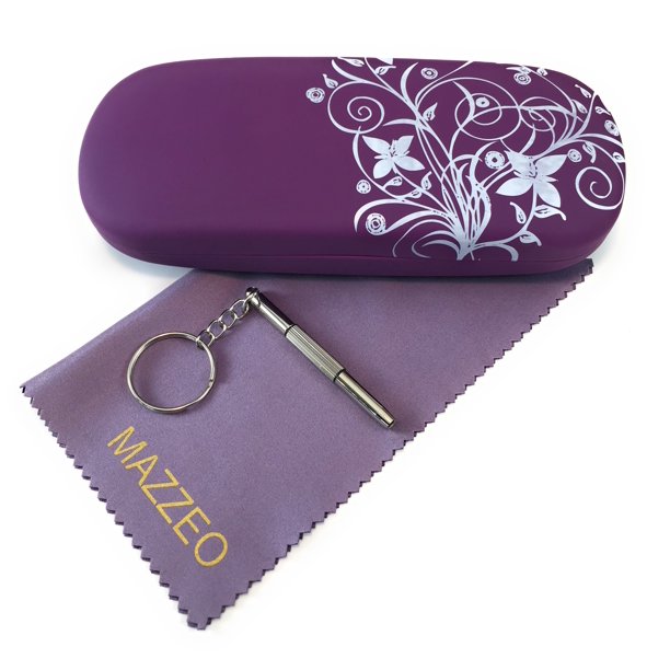 Hard Shell Glasses Case Kit With A Cleaning Cloth, Tribal Purple, Size