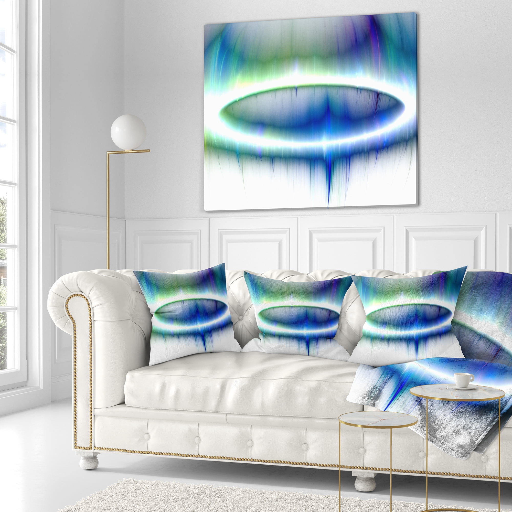 Designart Beautiful Blue Northern Lights - Abstract Throw Pillow - 16x16