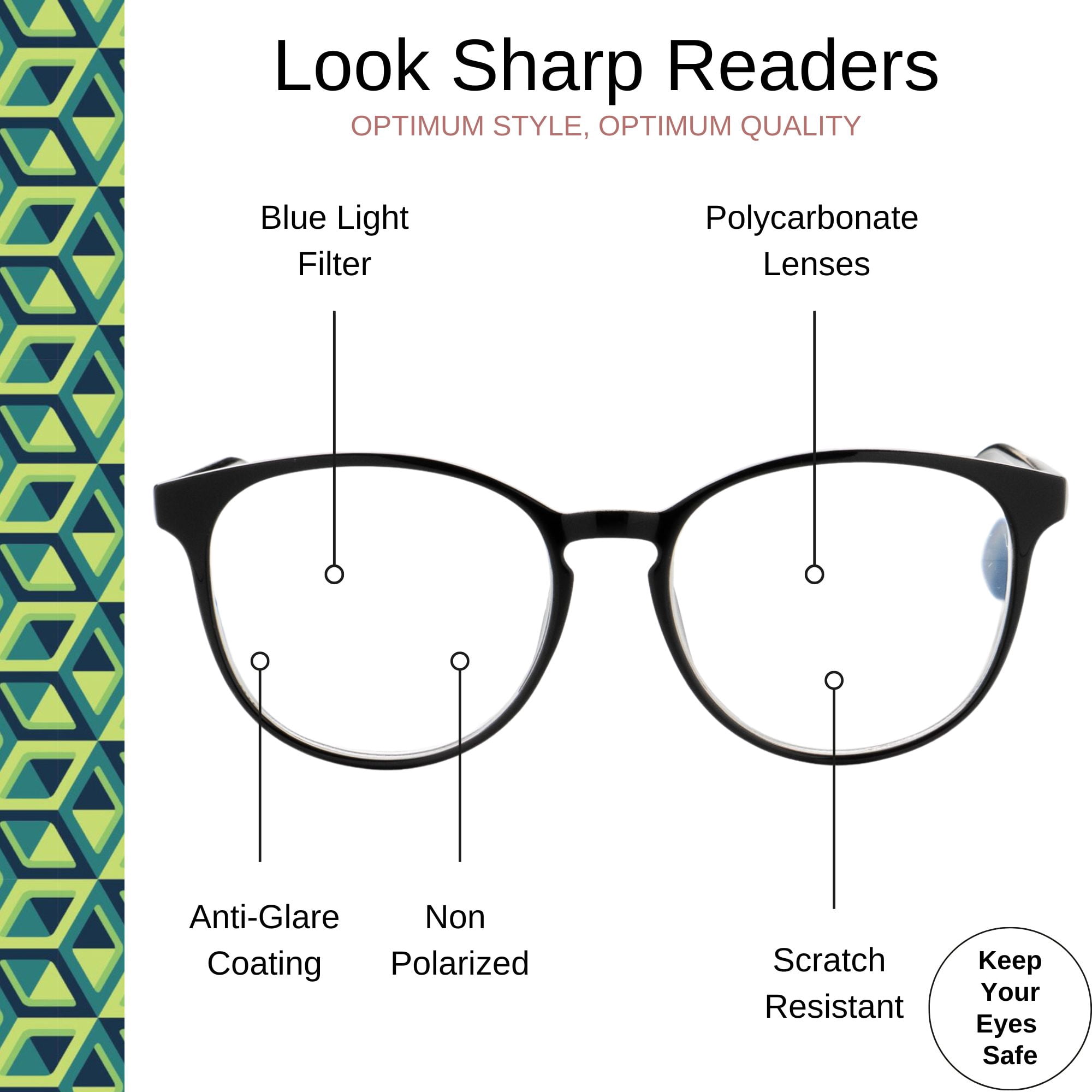 Optimum Optical Signature Blue Light Filtering Readers - Look Sharp, +1.5