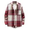 Deals of the Week! Men's Single-breasted Casual Plaid Woolen Shirt Jacket Top