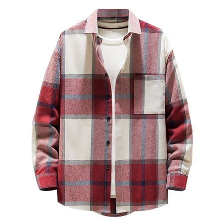 

Warehouse Sale Clearance Juebong Men s Single-breasted Casual Plaid Woolen Shirt Jacket Top