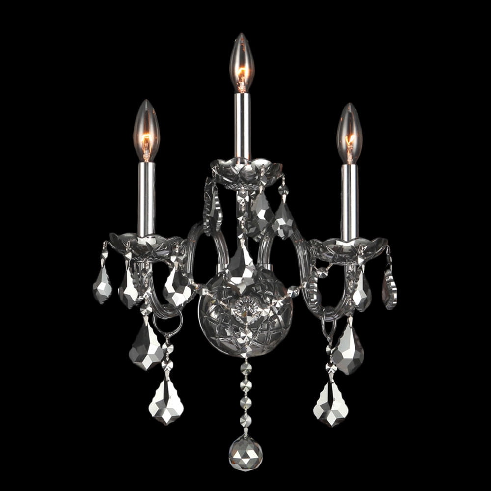 Provence Collection 3 Light Chrome Finish and Chrome Crystal Wall Sconce 13