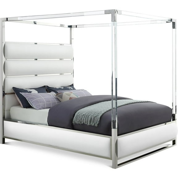 Meridian Furniture Encore Solid Wood and Vegan Leather King Bed in White