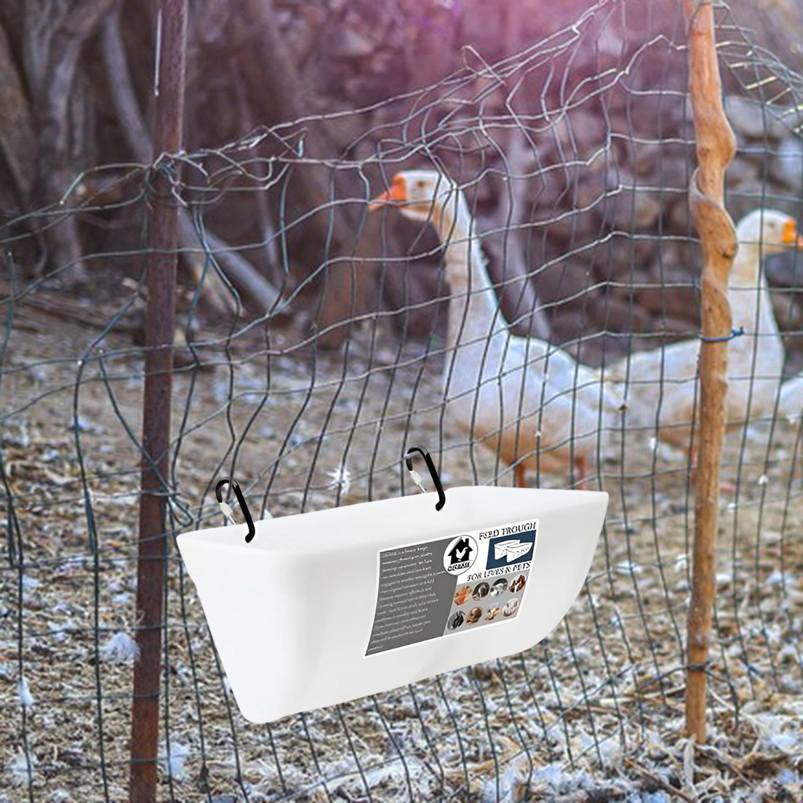 perfeclan Waterer, Bucket, Feeding Trough, Feeding Bowl, Automatic Feeder, Hanging Fence, Feeding Trough for Cats, Piglets, Hamsters, Small Animals Outdoor White