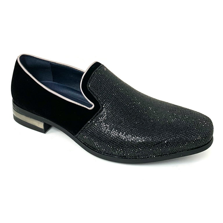 Mens Bling Sequin Slip On Casual Loafer Rhinestones Driving Club Dress  Shoes #