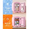 thumbnail image 6 of Anoak Skincare Fridge with Dimmable LED Light Mirror,4 Liter/6 Can Mini Fridge Skincare for Bedroom,Office, Car, Dorm,Cooler and Warmer, Portable Mini Fridge for Skin Care, Cosmetics, Food,Pink, 6 of 7