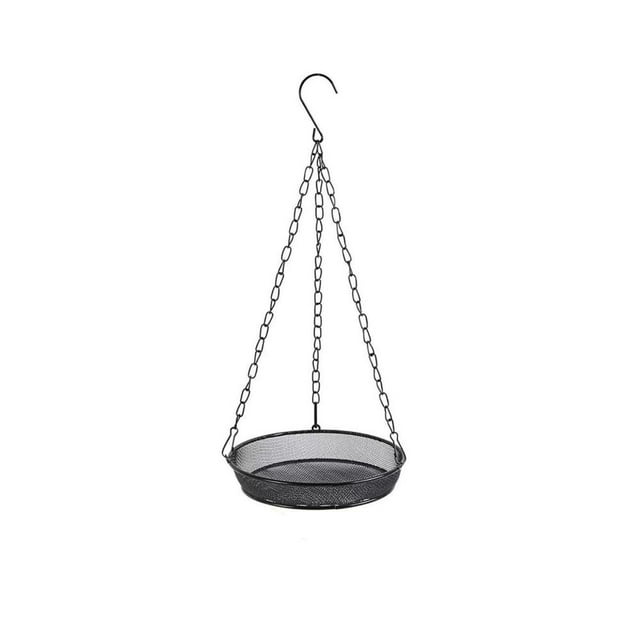 Feltree Mangeoire Suspendue en Maille de Fer - Plateforme de Graines Circulaire Résistante à la Rouille avec Chaîne pour Jardin/terrasse Observation des Oiseaux